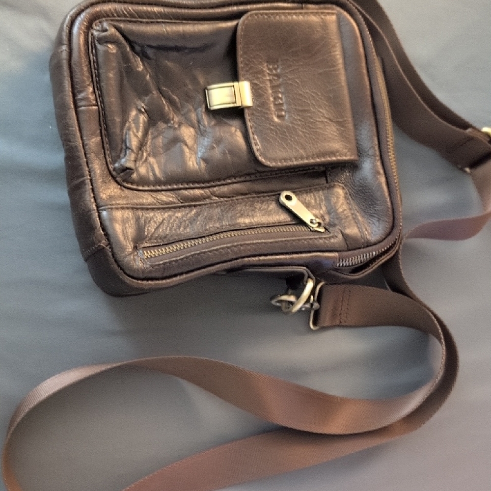 Leather Crossbody Messenger Bag for Men - Brown